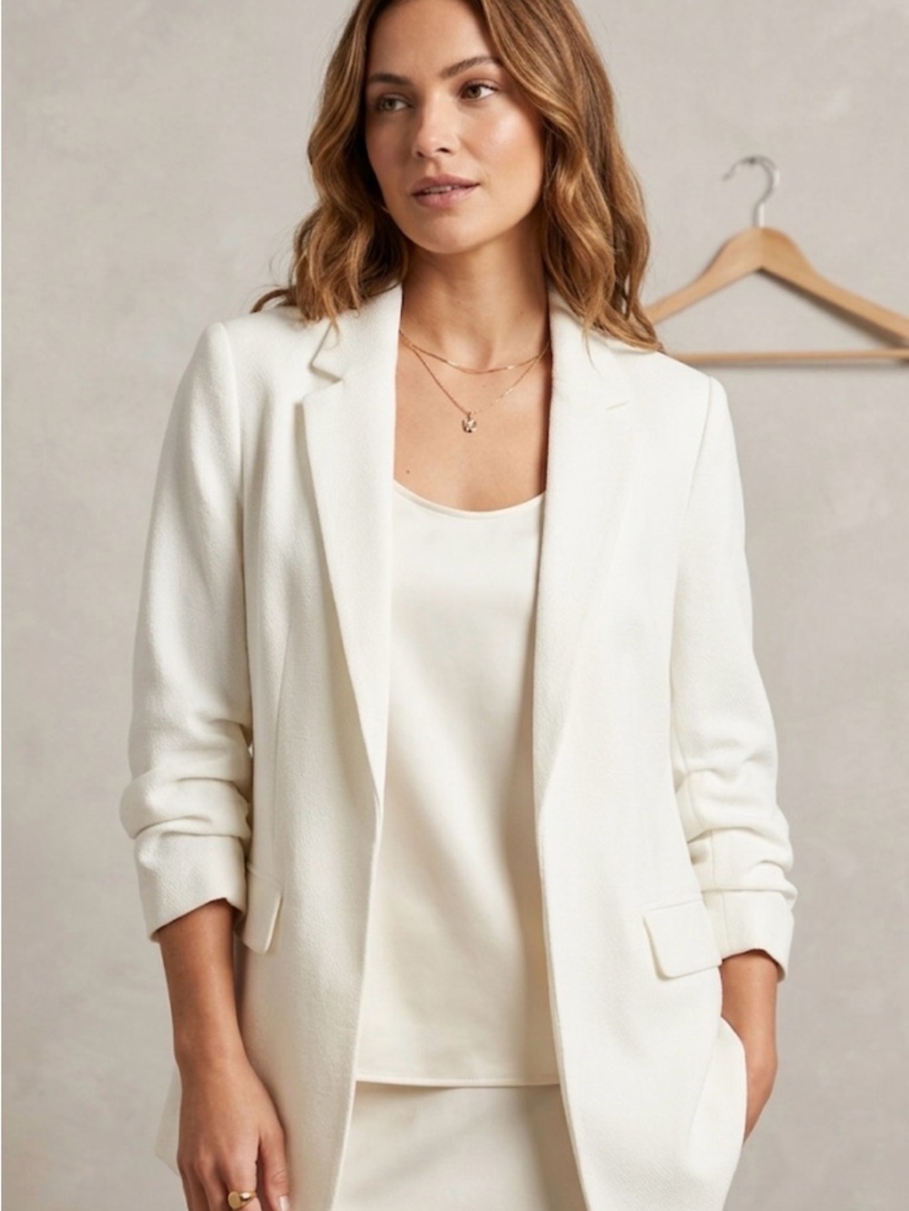 H&M White Blazer Jacket - Tailored Open Front